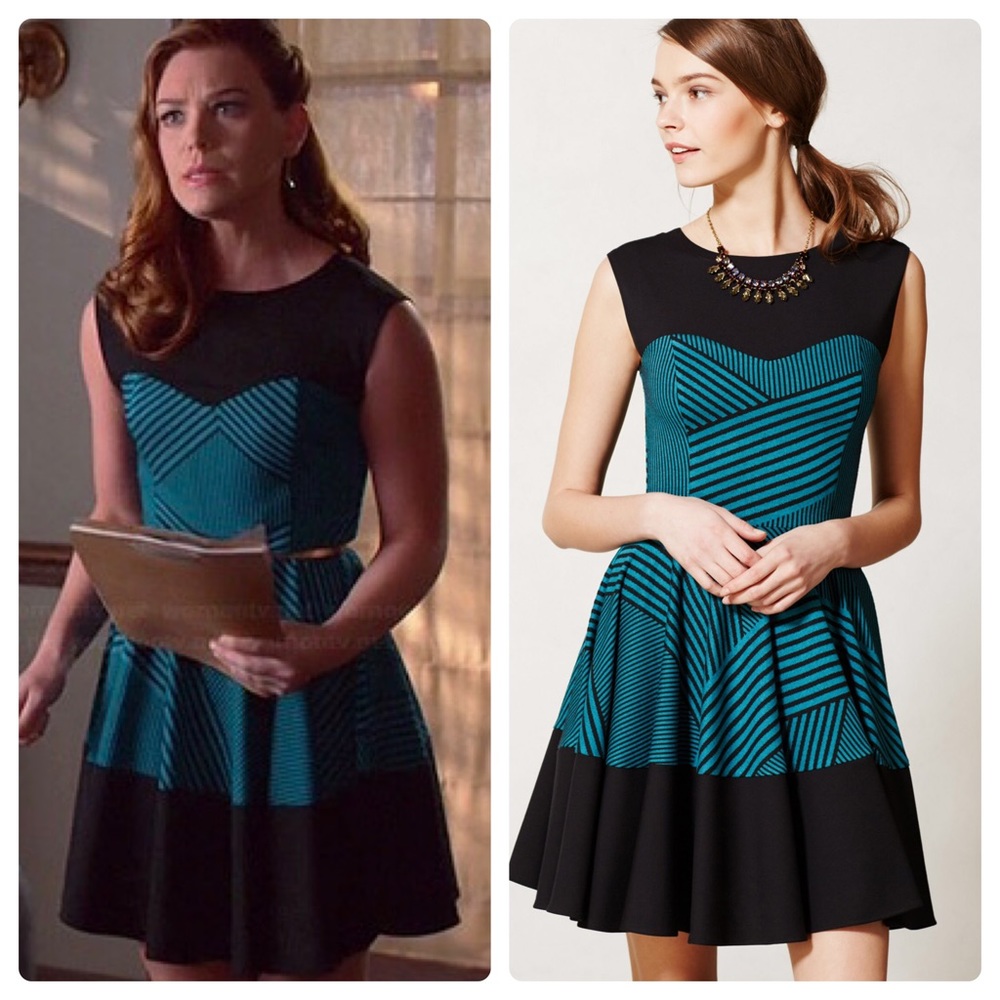 Anthropologie Eva Franco Stripe Swing Dress Teal